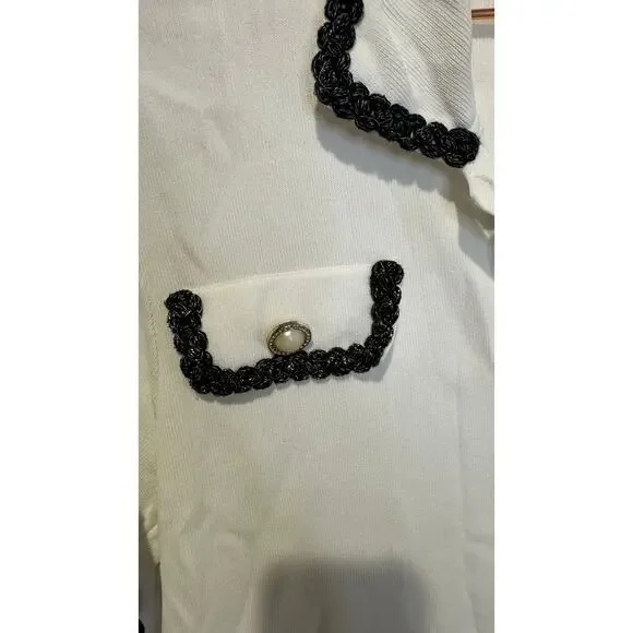 ALEXIA ADMOR White Colorblock Contrast Trim Pearly Buttons Odette Dress sz XL - Picture 9 of 16